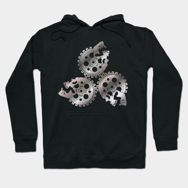 3 Metal Skull Gearworks Hoodie by RawSunArt